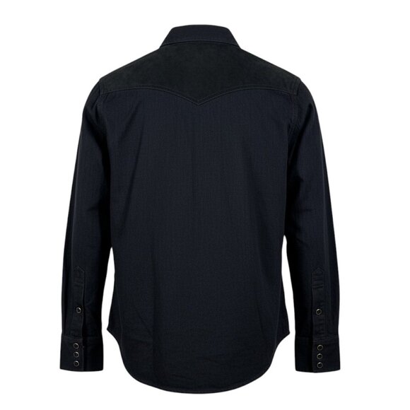 Saint Laurent Western Shirt Lamb Suede Trim Black Size S - Picture 2 of 10